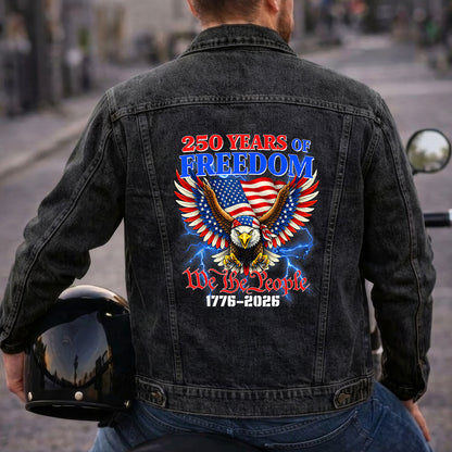 We The People 250 years of Freedom Denim Jacket Patriotic Eagle Jean Jacket