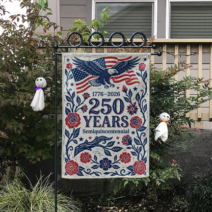 Garden Flag Floral 250th Anniversary Eagle Design, Semiquincentennial Patriotic Decor