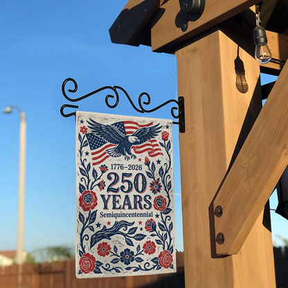 Garden Flag Floral 250th Anniversary Eagle Design, Semiquincentennial Patriotic Decor