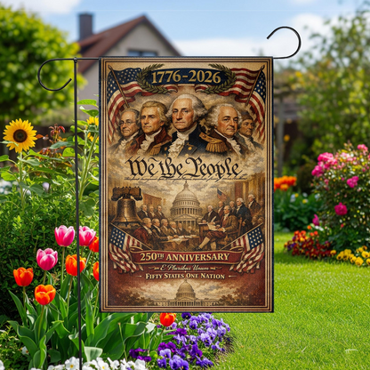 Personalized Patriotic Garden Flag: 250th Anniversary of America, We the People