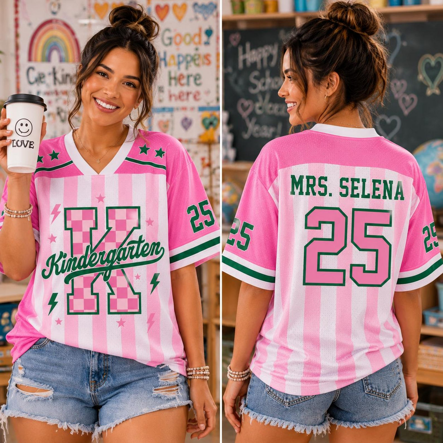 Custom Teacher Mesh Football Jersey, Personalized Back To School
