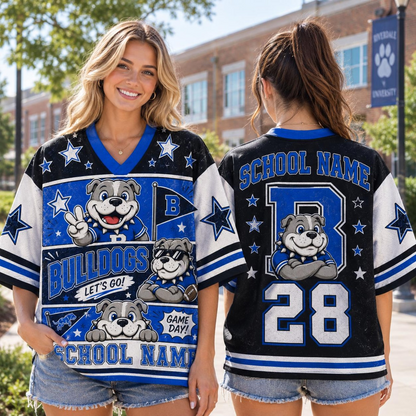 Custom Mascot Comic Style School Name Game Day Mesh Jersey