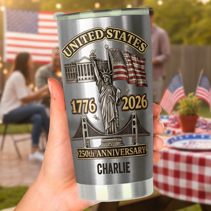 250 Years USA 20oz Stainless Tumbler for Proud Americans We The People Flag Design 1776 2026