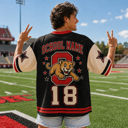 Custom Mascot Comic Style School Name Game Day Mesh Jersey