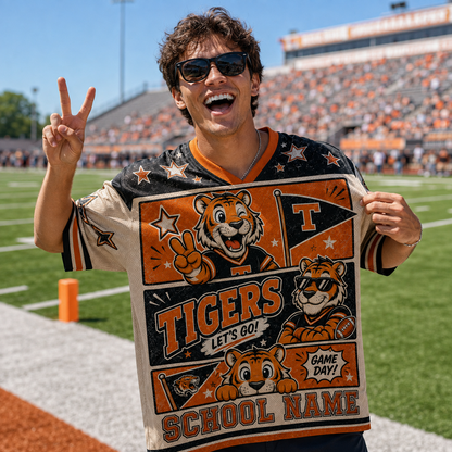 Custom Mascot Comic Style School Name Game Day Mesh Jersey