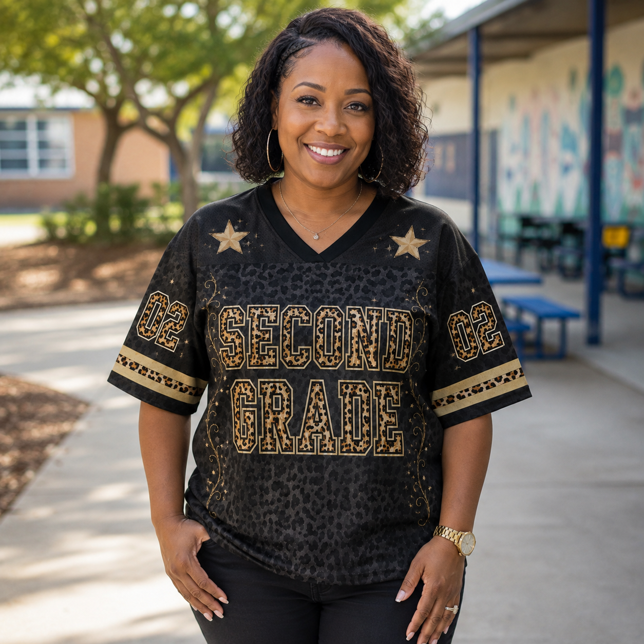 Custom Back-to-school Tiger Pattern Teacher Mesh Jersey