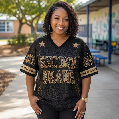 Custom Back-to-school Tiger Pattern Teacher Mesh Jersey