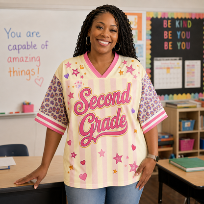 Custom Back-to-school Tiger Pattern Teacher Mesh Jersey