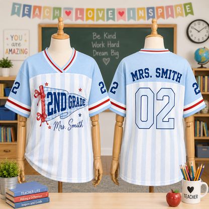 Custom Teacher Mesh Jersey, Personalized Grade Jersey