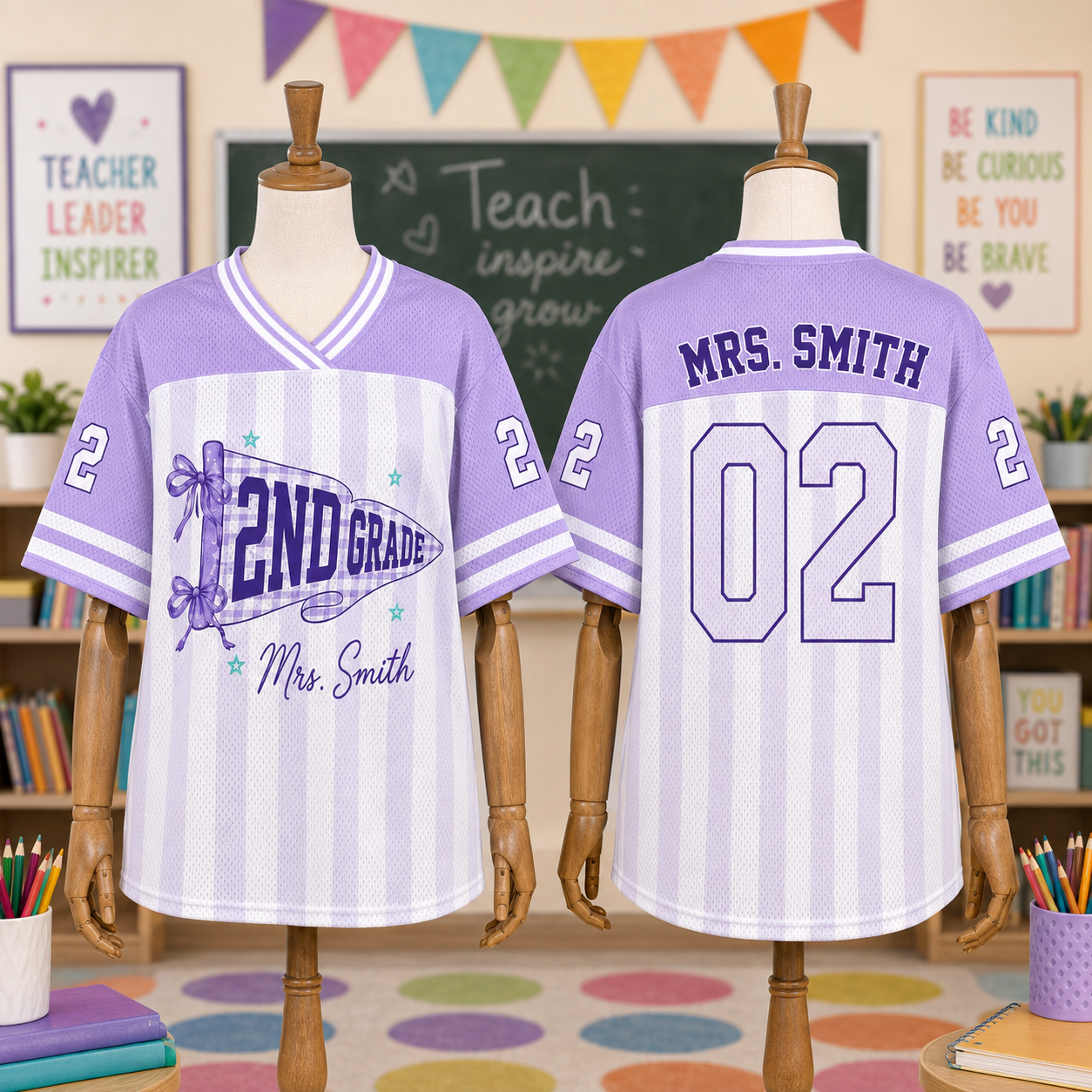 Custom Teacher Mesh Jersey, Personalized Grade Jersey