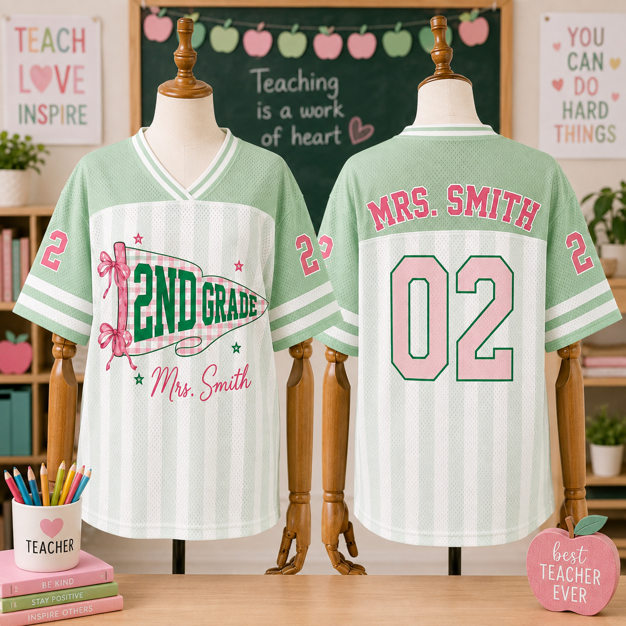Custom Teacher Mesh Jersey, Personalized Grade Jersey