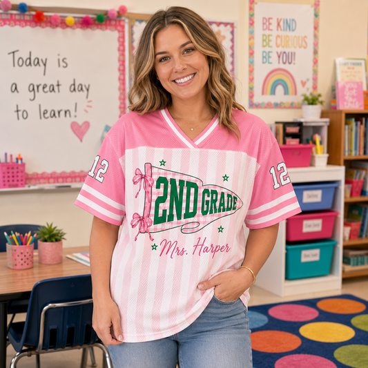 Custom Teacher Mesh Jersey, Personalized Grade Jersey