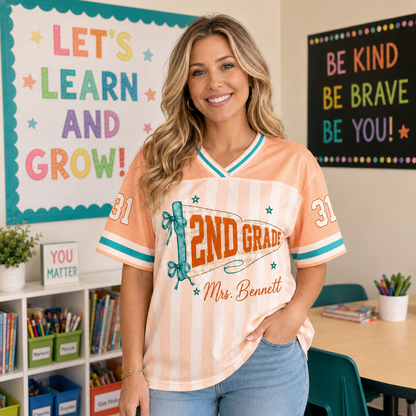 Custom Teacher Mesh Jersey, Personalized Grade Jersey