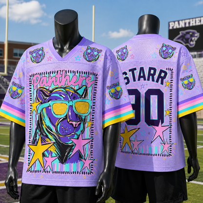 Custom Mascot Striped School Pride Mesh Jersey, Game Day Spirit Week Jersey
