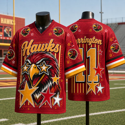 Custom Mascot Striped School Pride Mesh Jersey, Game Day Spirit Week Jersey