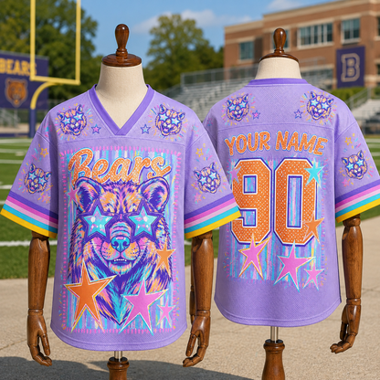 Custom Mascot Striped School Pride Mesh Jersey, Game Day Spirit Week Jersey