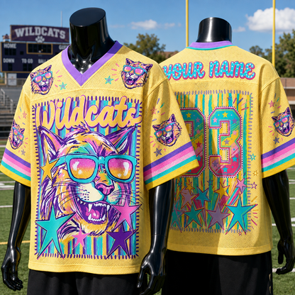 Custom Mascot Striped School Pride Mesh Jersey, Game Day Spirit Week Jersey