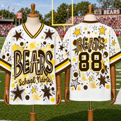 Custom Mascot Stars School Name Game Day Spirit Friday Mesh Jersey