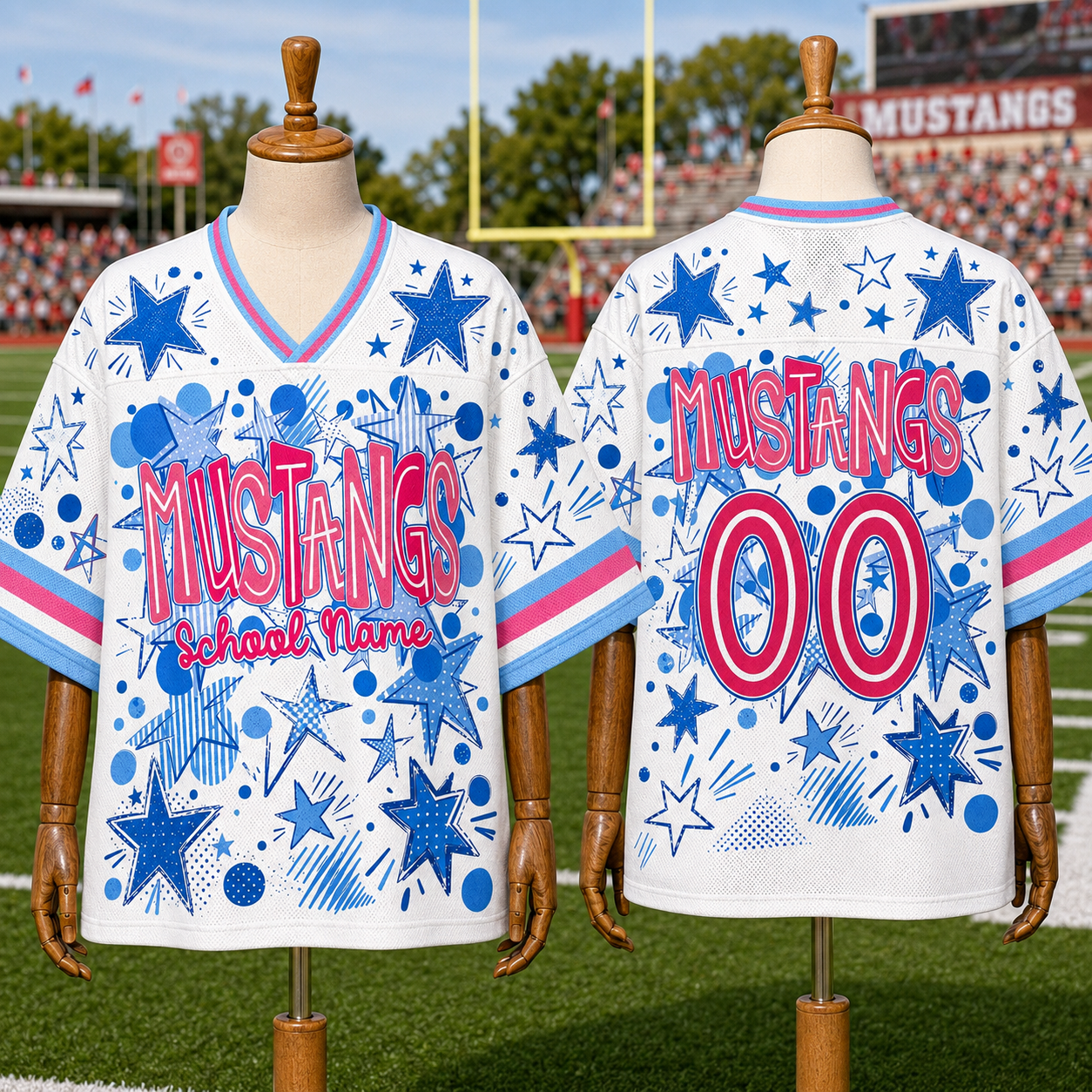 Custom Mascot Stars School Name Game Day Spirit Friday Mesh Jersey