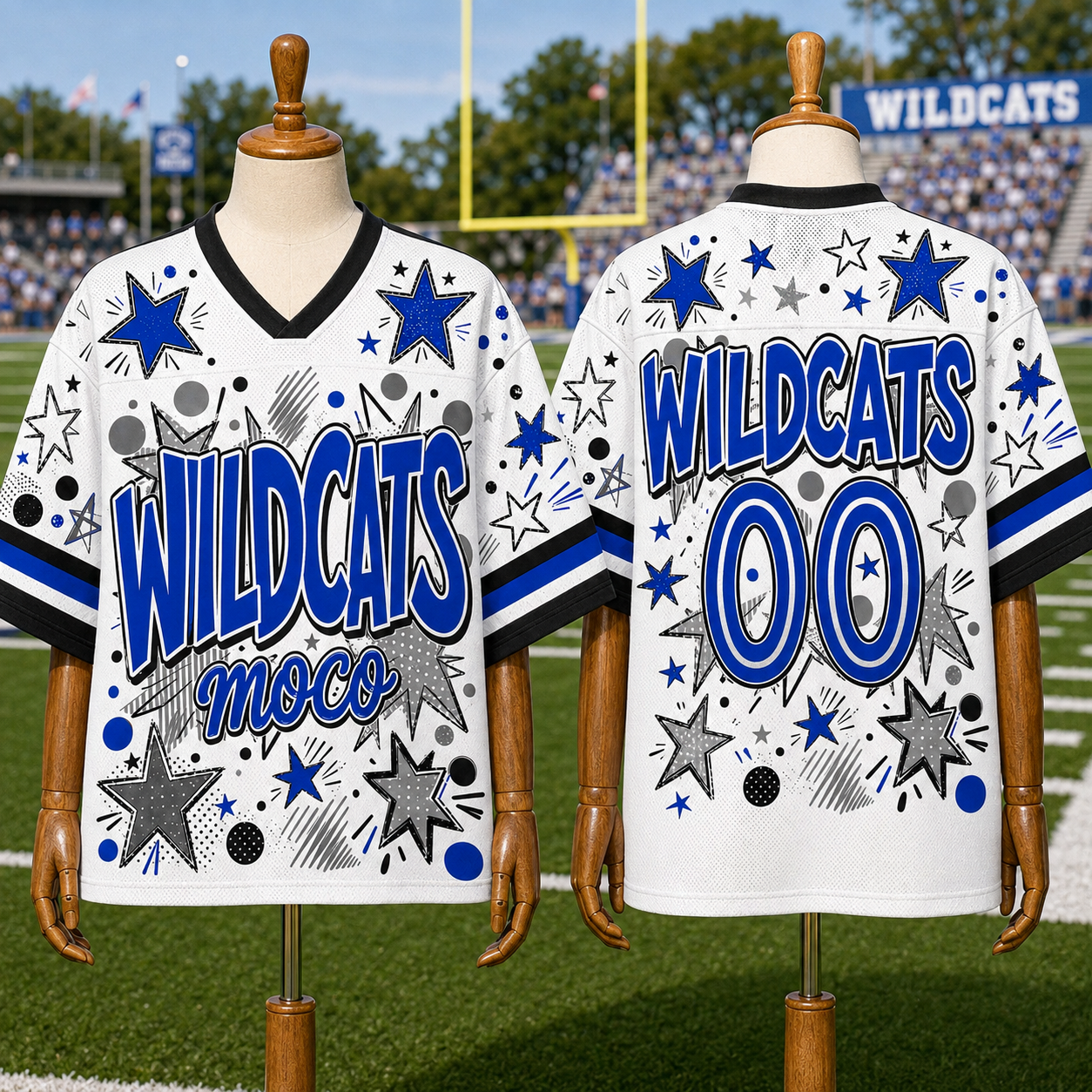 Custom Mascot Stars School Name Game Day Spirit Friday Mesh Jersey
