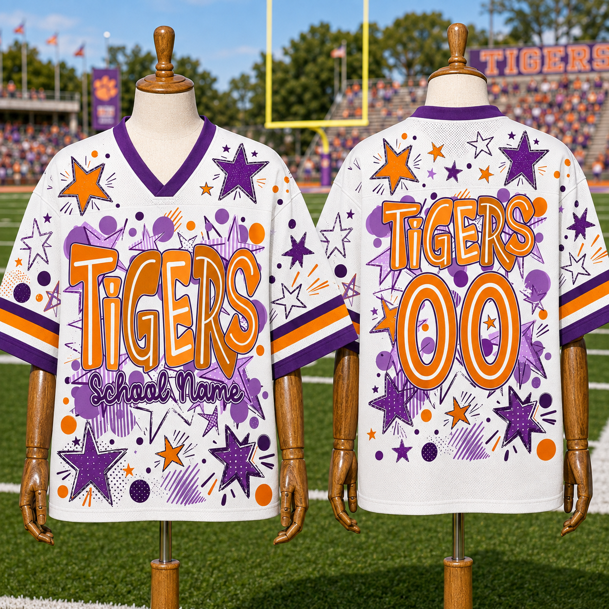 Custom Mascot Stars School Name Game Day Spirit Friday Mesh Jersey