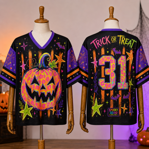Custom Halloween Pumpkin Neon Mesh Jersey