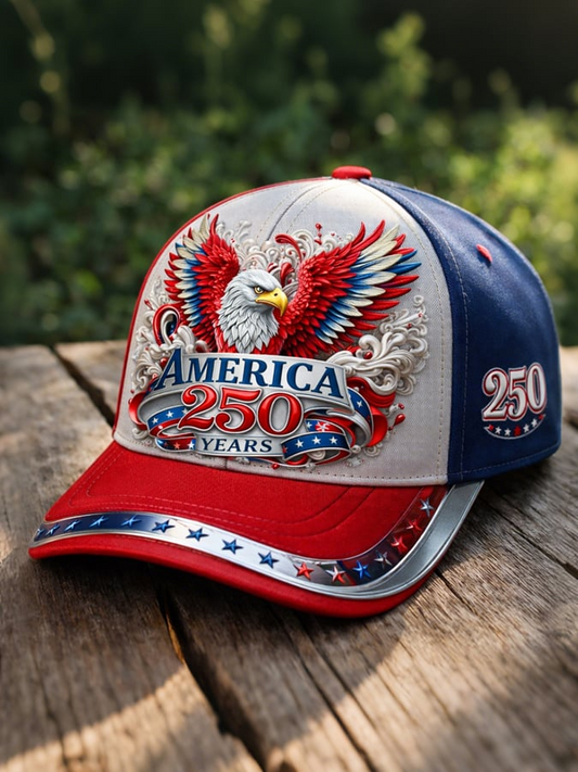 Unisex casual hat with a 250th anniversary of the United States commemorative print