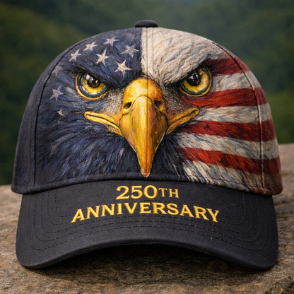 US 250th Anniversary Eagle Flag Face Printed Cap