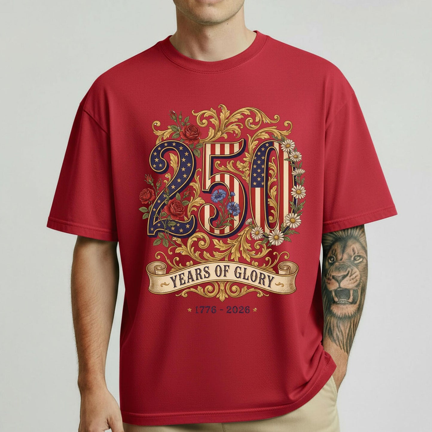 USA 250th Anniversary American Independence Day Pride Floral Patriotic