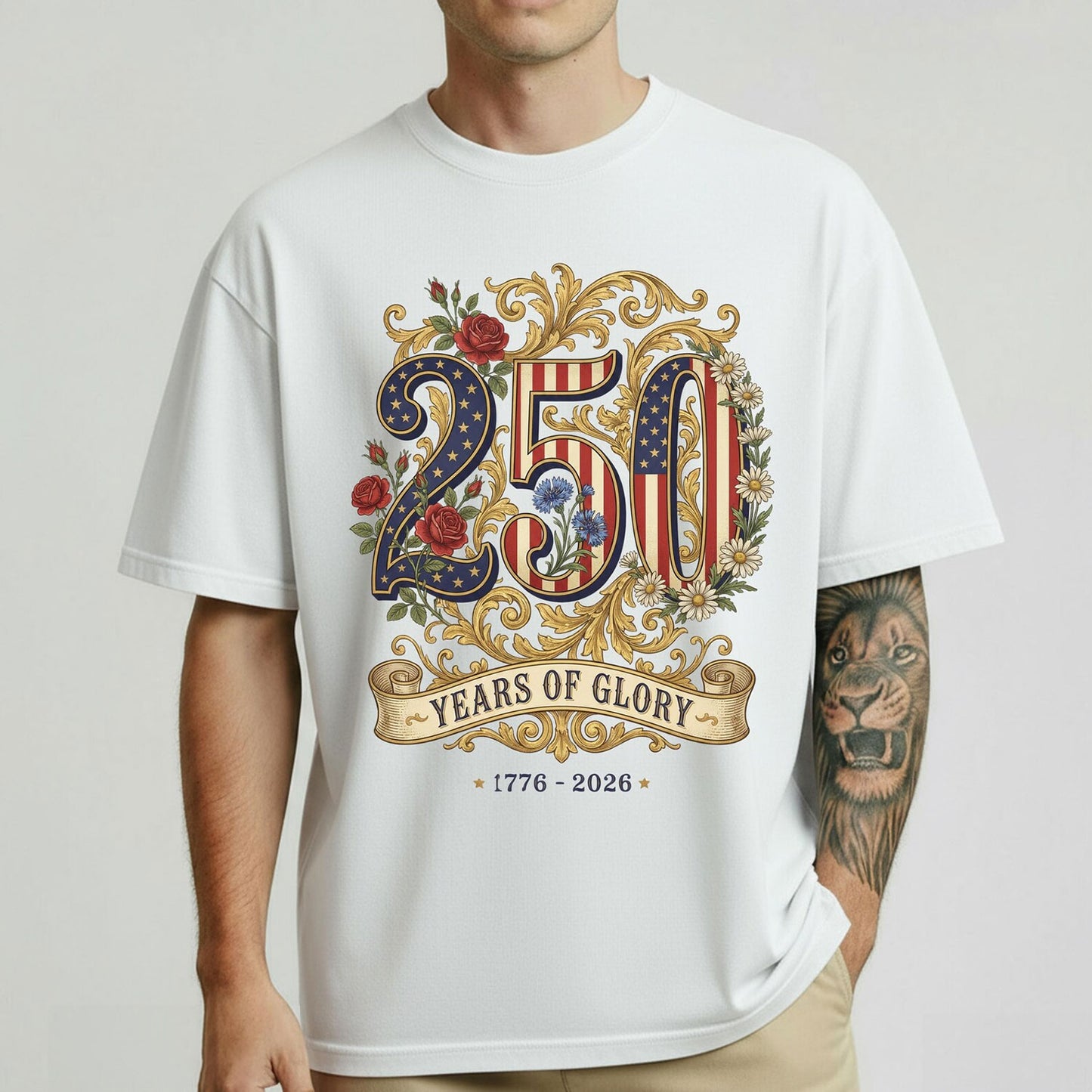 USA 250th Anniversary American Independence Day Pride Floral Patriotic