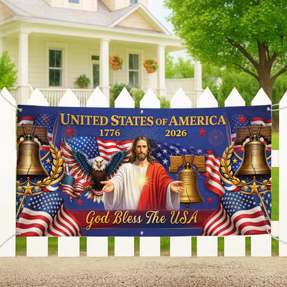 Custom Outdoor Banner –  Customize your own message or family name: “God Bless the USA” – make it truly yours..