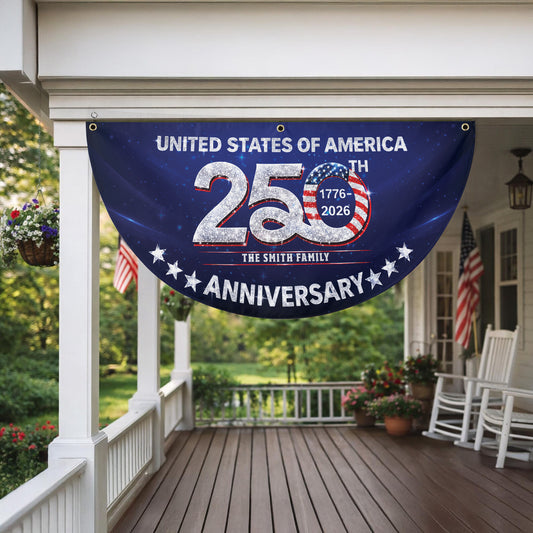 Custom Name 250th Anniversary USA Semicircle Fence Flag