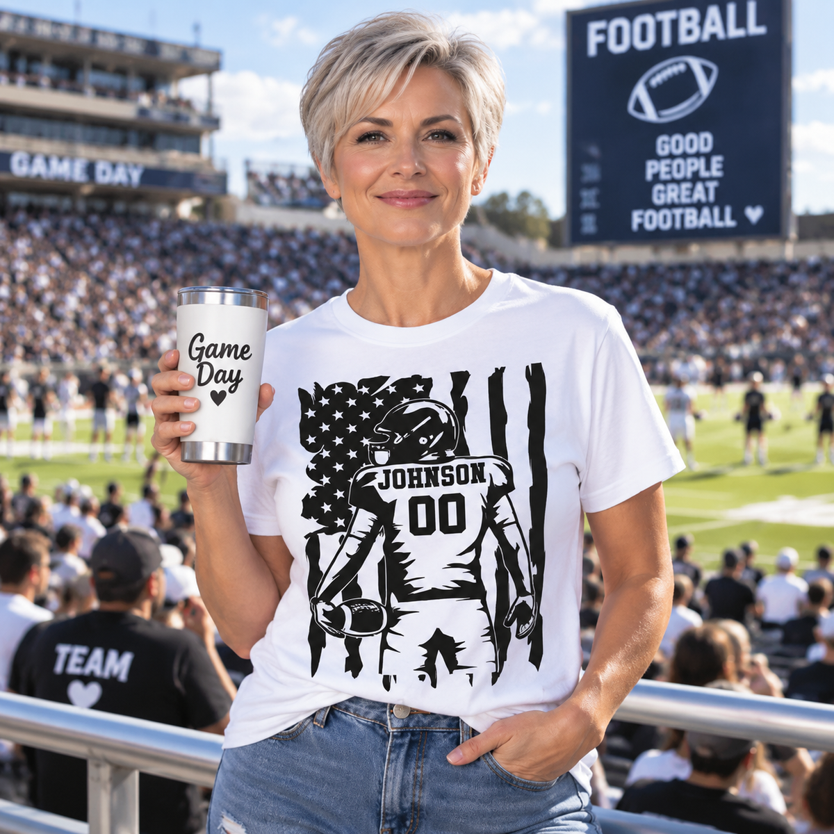 Custom Football Player Name American Flag Shirt