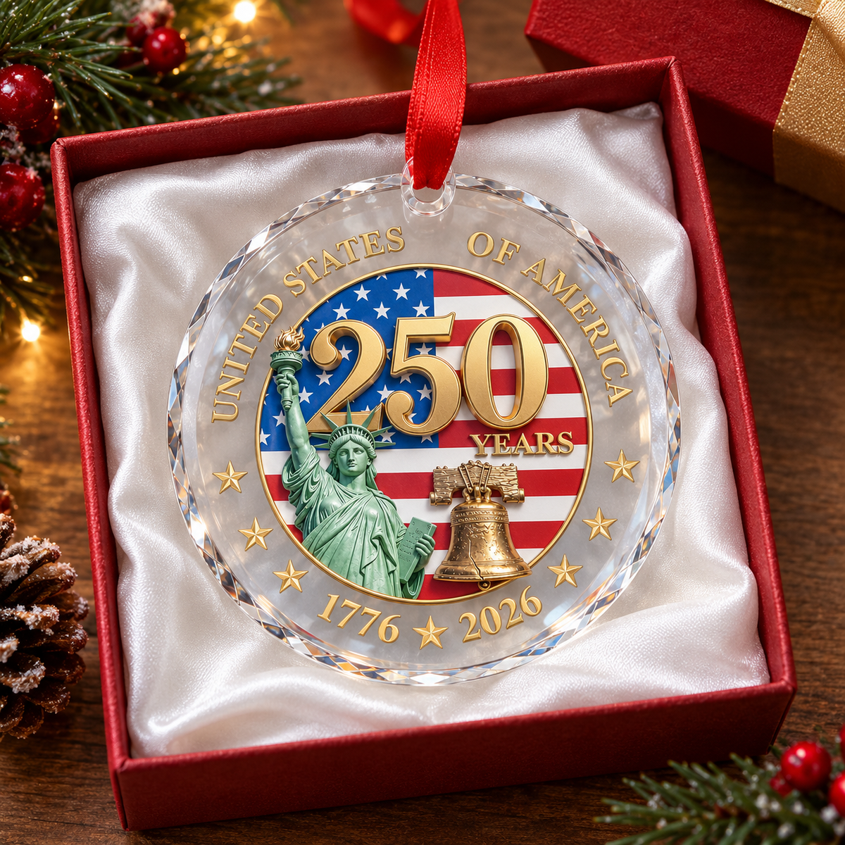 America 250th Christmas Statue of Liberty Ornament