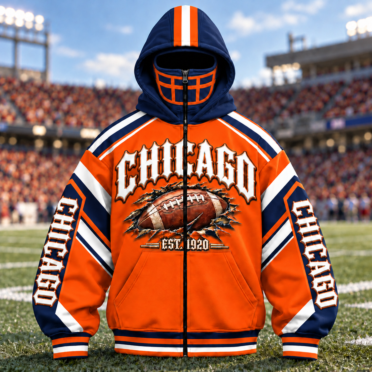 Mask Hoodie Football Fan - City Team Zip Hoodie