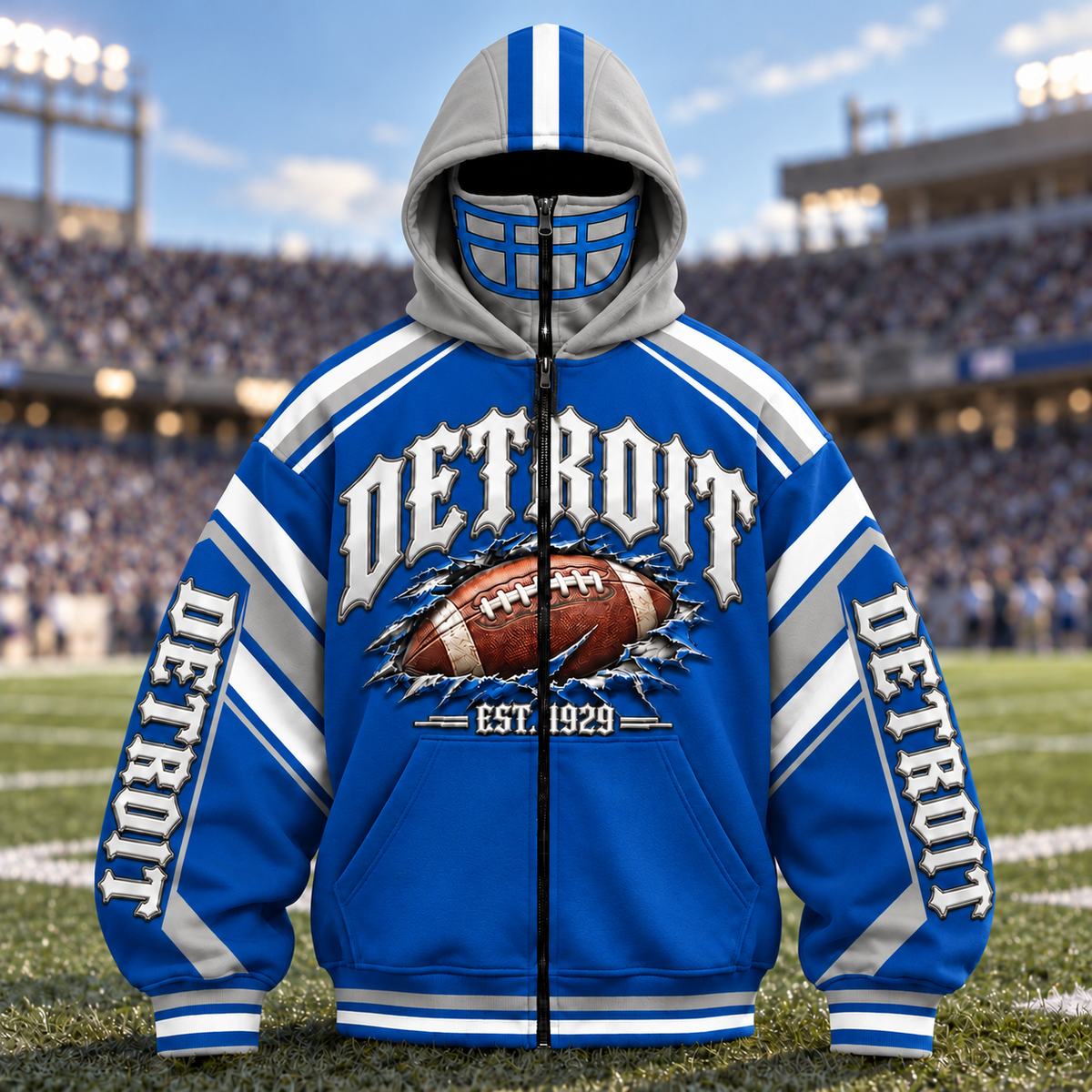Mask Hoodie Football Fan - City Team Zip Hoodie