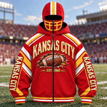 Mask Hoodie Football City Fan - Zip Hoodie All Team