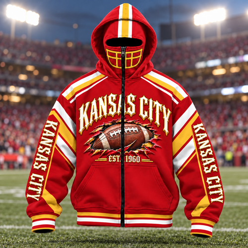 Mask Hoodie Football City Fan - Zip Hoodie All Team