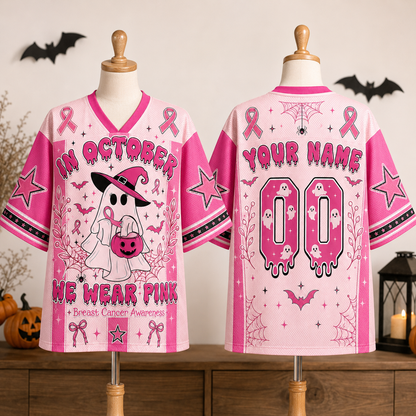 Custom Halloween Pink Mesh Jersey