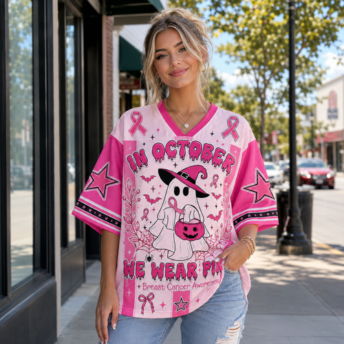Custom Halloween Pink Mesh Jersey