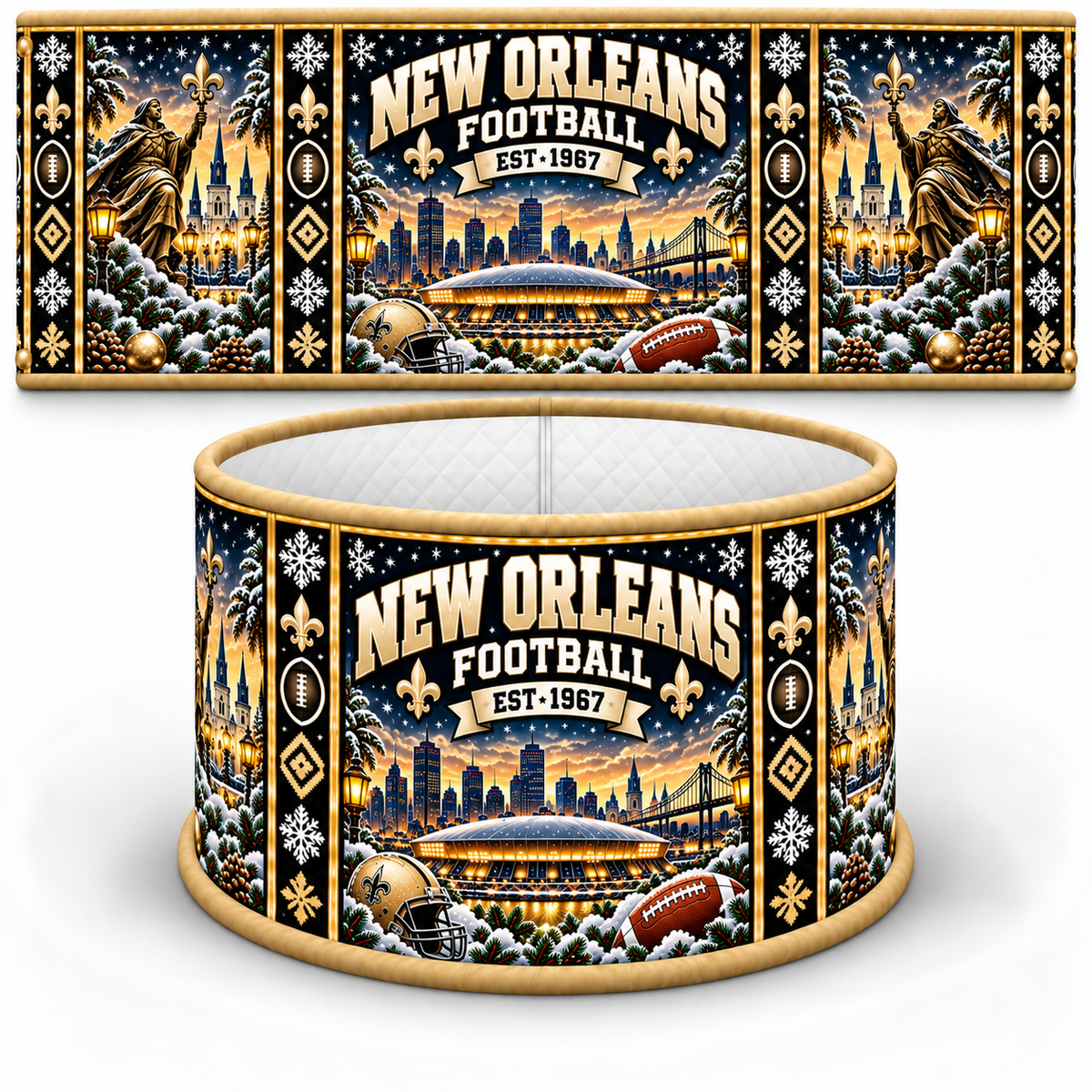 Football Christmas Tree Collar – Festive Holiday Tree Base Cover