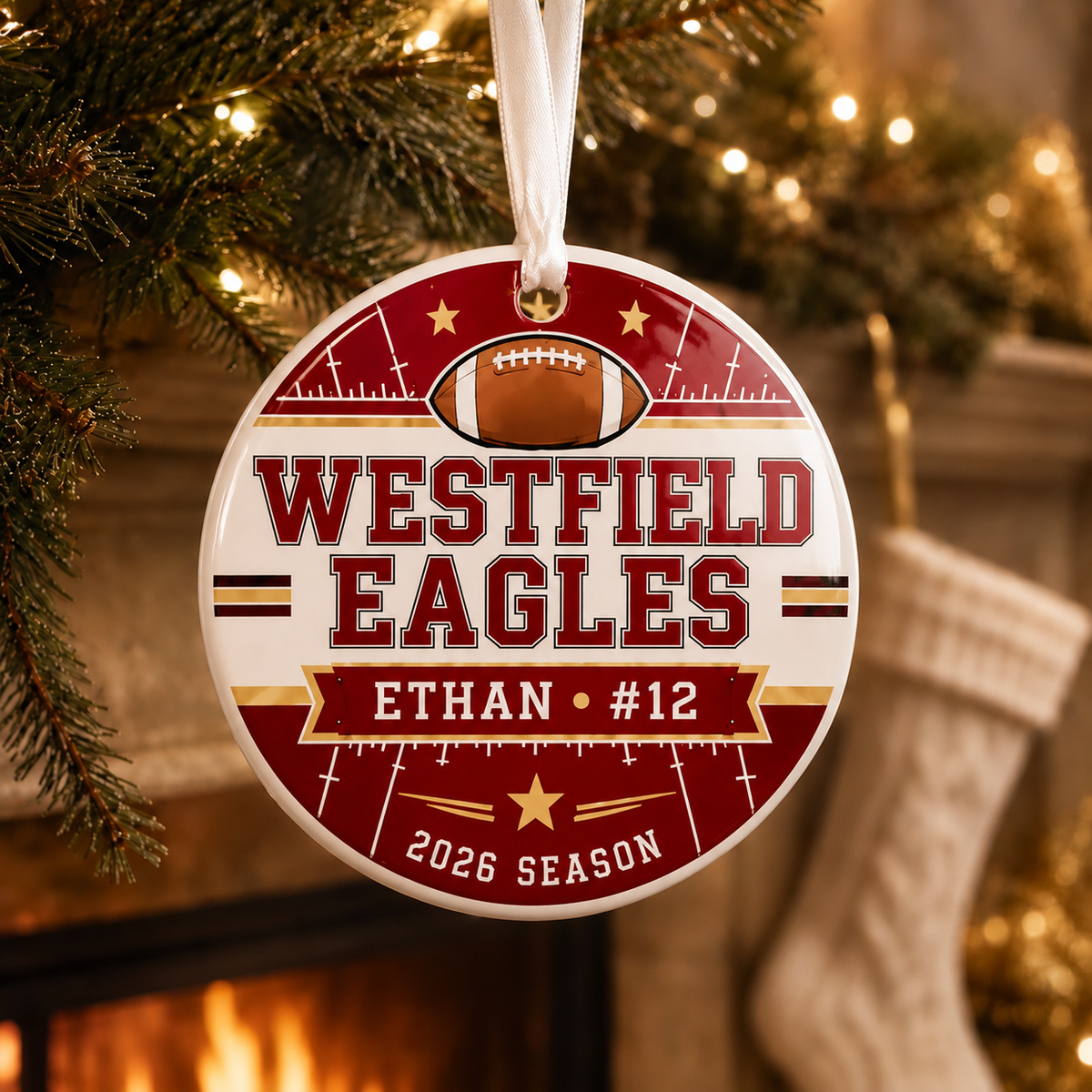Custom Football Player Ornament With Name Number Christmas Keepsake