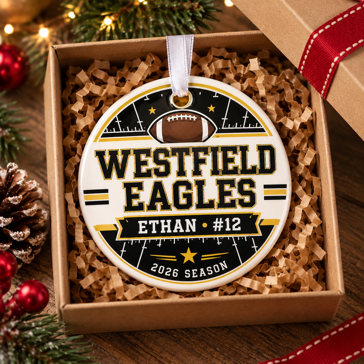Custom Football Player Ornament With Name Number Christmas Keepsake