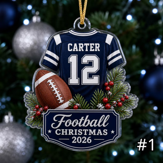 Custom Football Player Christmas Keepsake Ornament