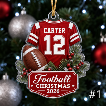 Custom Football Player Christmas Keepsake Ornament