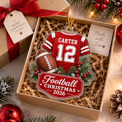 Custom Football Player Christmas Keepsake Ornament