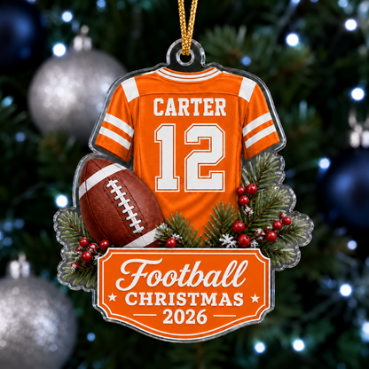 Custom Football Player Christmas Keepsake Ornament