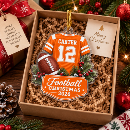 Custom Football Player Christmas Keepsake Ornament