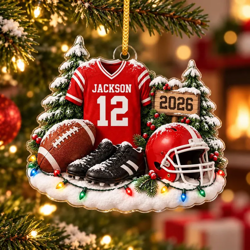 Custom Christmas Football Ornament With Name & Number Jersey