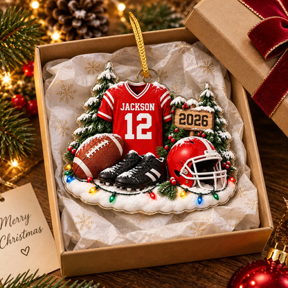 Custom Christmas Football Ornament With Name & Number Jersey